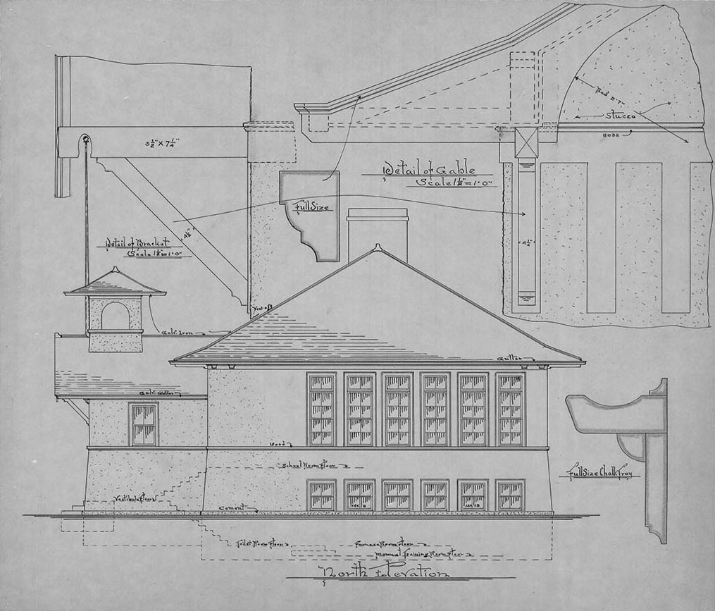 The original 1917 Baileys Harbor District #1 Schoolhouse blueprints